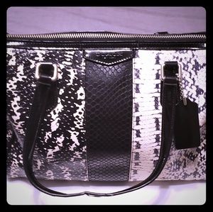 Black and White Snakeskin Coach Purse
